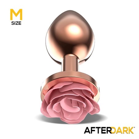 Rosegold Metal Anal Plug with Pink Rose Base - Size M
