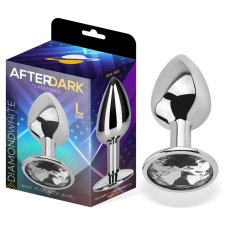 Butt Plug mit Juwel Weiß Diamant Weiß Größe L Aluminium